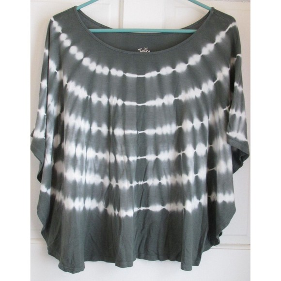 Justice Girls Green Tie Dye Batwing Flutter Sleeve Pullover Blouse Size 18/20 - Picture 1 of 6